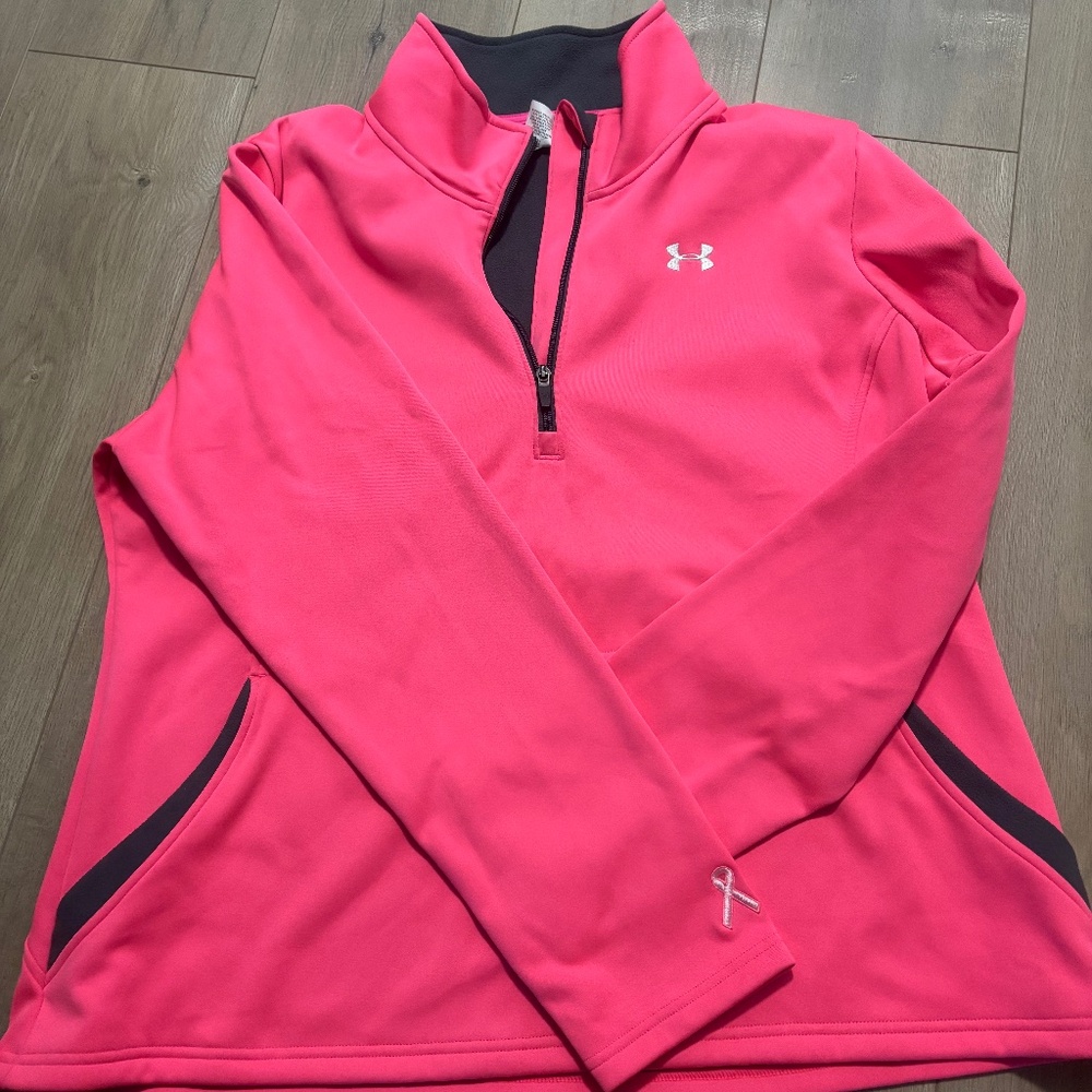 Pink and grey under armour breast cancer hoodie size 2xl